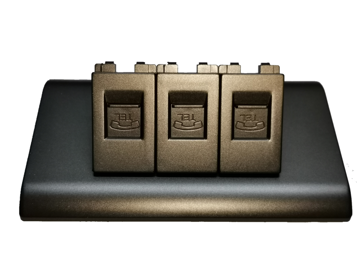 3 gang telephone outlet Dark Gray With Plate featuring sleek design and durable construction for reliable connectivity