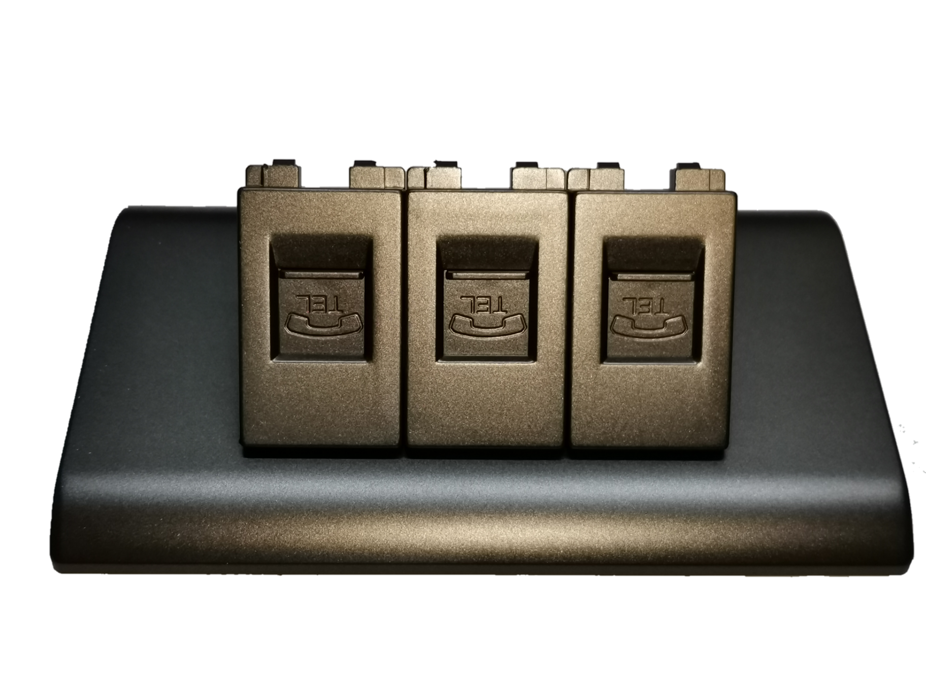 3 gang telephone outlet Dark Gray With Plate featuring sleek design and durable construction for reliable connectivity