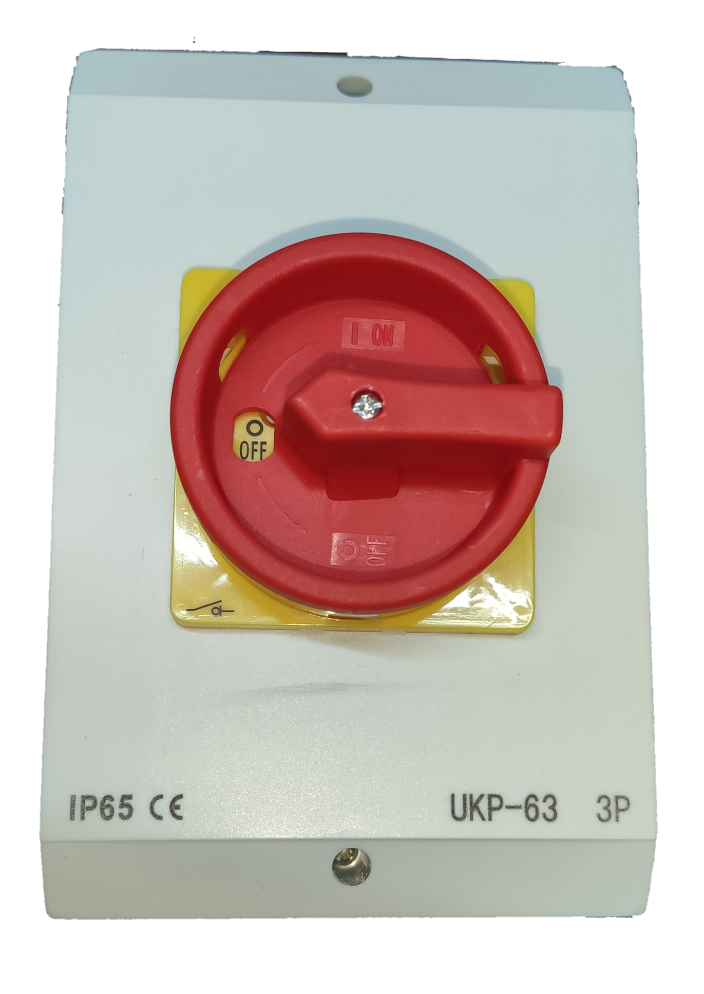 Grippes 3 pole 63A disconnect switch 220V with red turning knob for safe electrical control
