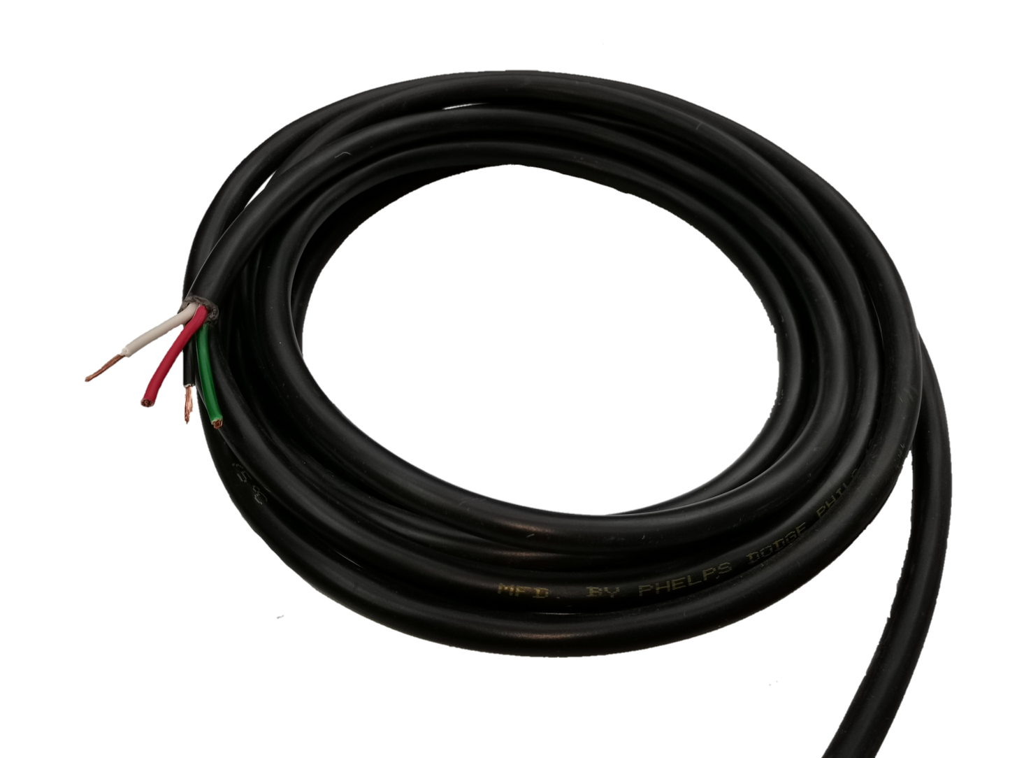 Phelps Dodge 3.5mm industrial power cable 25m 4 core with black outer insulation and exposed colored wires