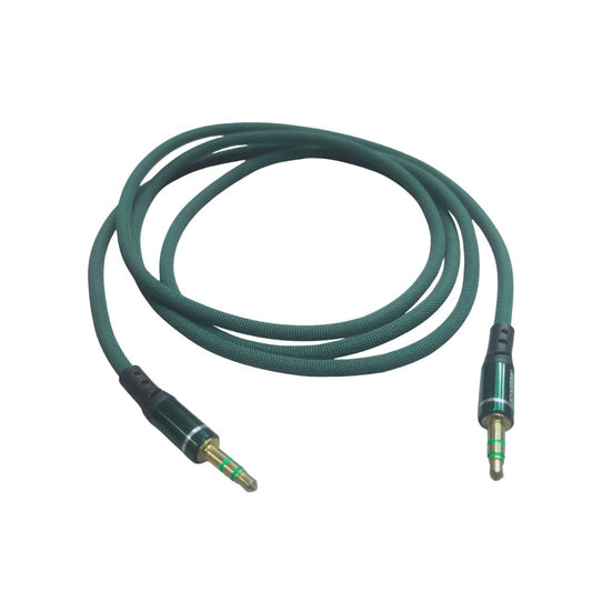 3.5mm to 3.5mm AUX Cable Durable Cloth Braided, Hi-Fi Audio Green 1.2 Meter