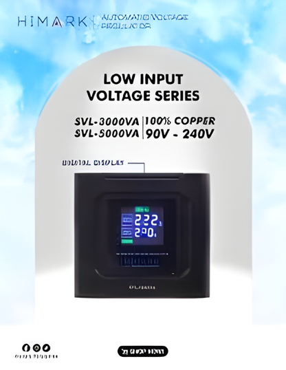 Himark 3000W AVR Low Input Voltage Series ( Pure Black) 90V-240V Input 220V and 110V Output SVL-3000 VA