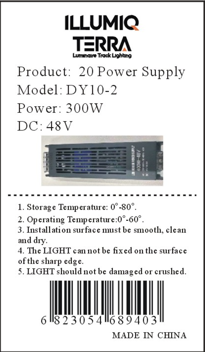 ILLUMIQ TERRA 300W LED track light power supply 48V with smooth installation surface requirements