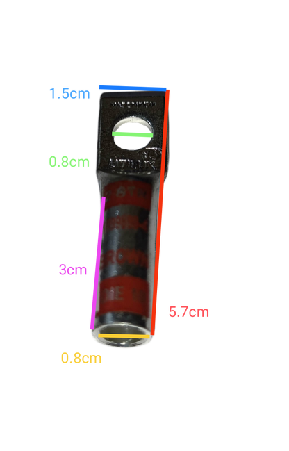 Utilux 30mm Wire Size 1099899-4 Terminal Lugs electrical wiring connector with measurements on black background