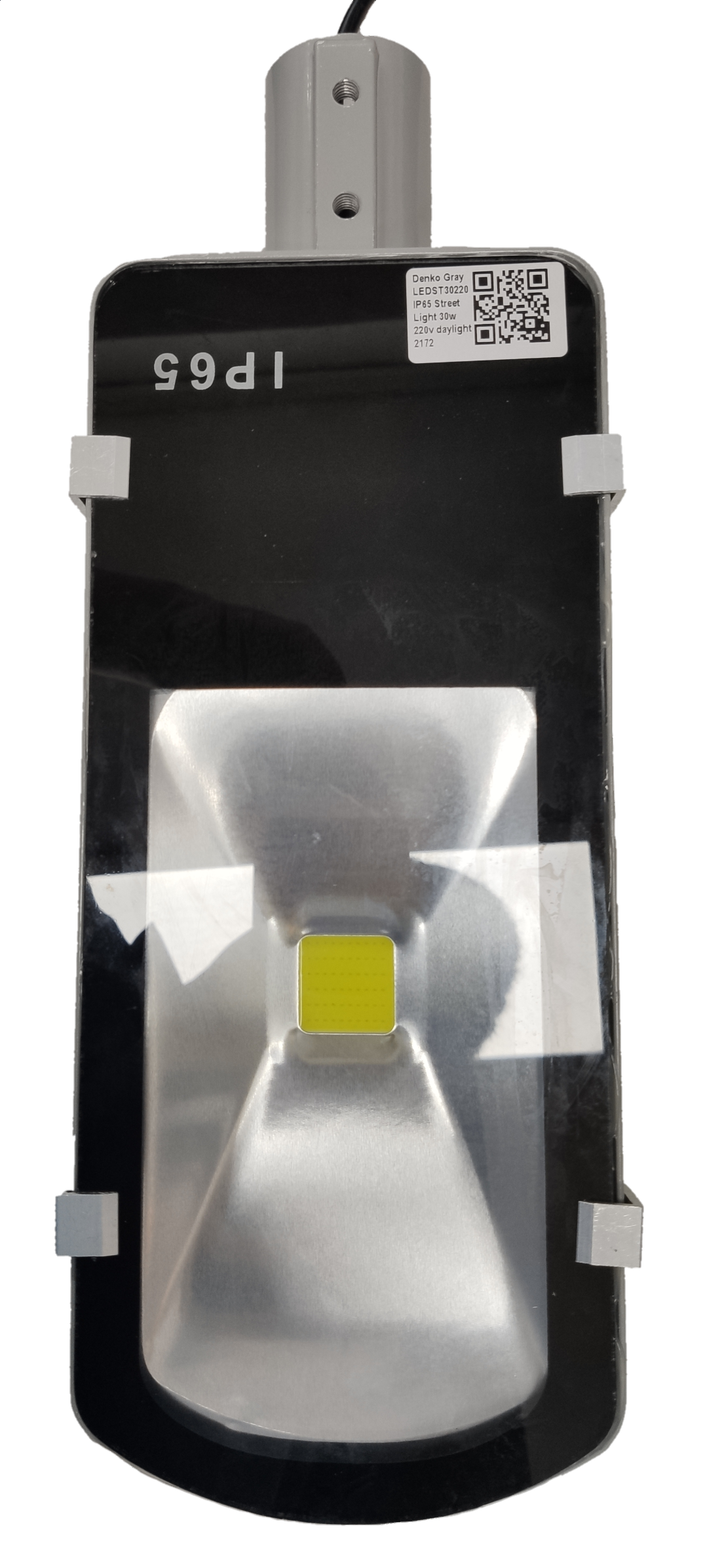 Electx Electrical Supply 30W LED street light 220V with black rectangular housing and reflective interior