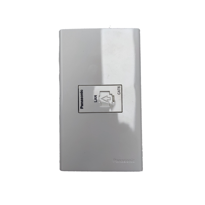 Panasonic 1 Gang CAT6 Data Outlet with Plate, 1 Gang CAT 6 Data Outlet with Plate, 1 Gang LAN Outlet CAT 6 with Plate, 1 Gang CAT6 Data Modular Jack with Plate WEG24886 / WEG6801W-1