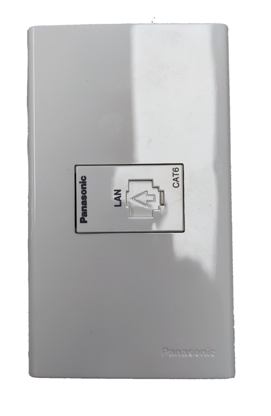 Panasonic 1 Gang CAT6 Data Outlet with Plate, 1 Gang CAT 6 Data Outlet with Plate, 1 Gang LAN Outlet CAT 6 with Plate, 1 Gang CAT6 Data Modular Jack with Plate WEG24886 / WEG6801W-1