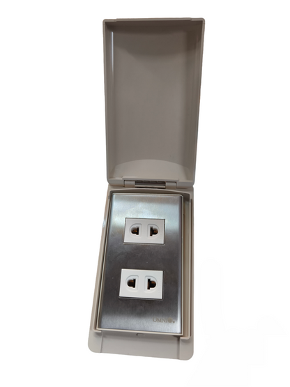 Omni Weatherproof 2 Gang Universal Outlet 15A 250V WPP-602+WWP-112S+(WWU-200x2)