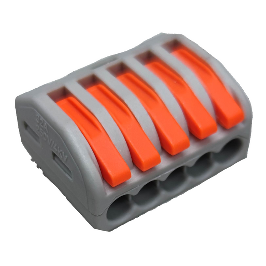 32A 250V electrical connector with multiple terminals for secure wire connections