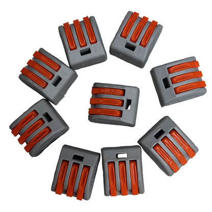 Set of gray and orange 32A 250V wire terminal block electrical connectors arranged in a circle