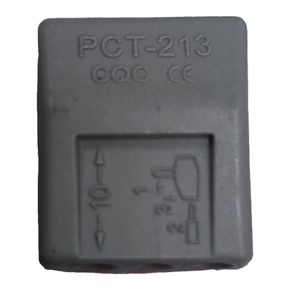 Gray 32A 250V wire terminal block with model PCT-213 and certification marks from China