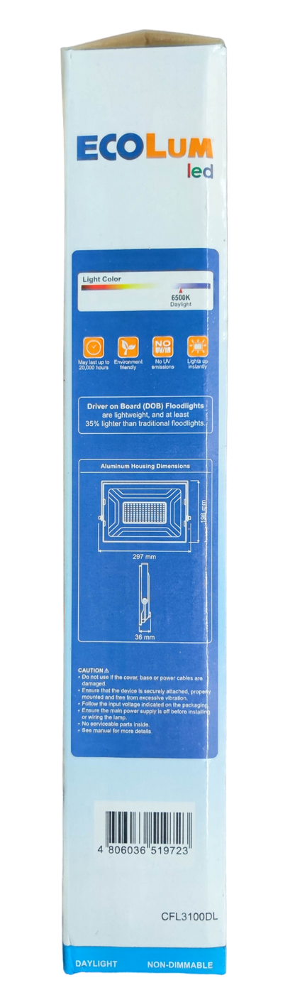 Ecolum 100W LED Flood Light 220V Daylight 6500K CFL3100DL