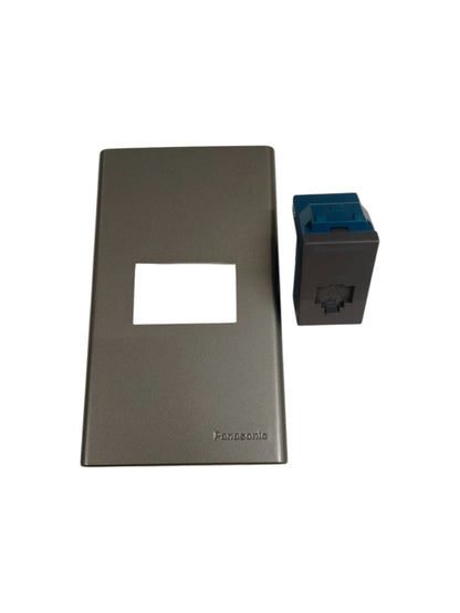 Panasonic 1 Gang CAT 6 Data Outlet, CAT6 Lan Outlet, RJ45 Outlet with Plate Cover Metallic Gray WEG6801MH-1/WEG24886H