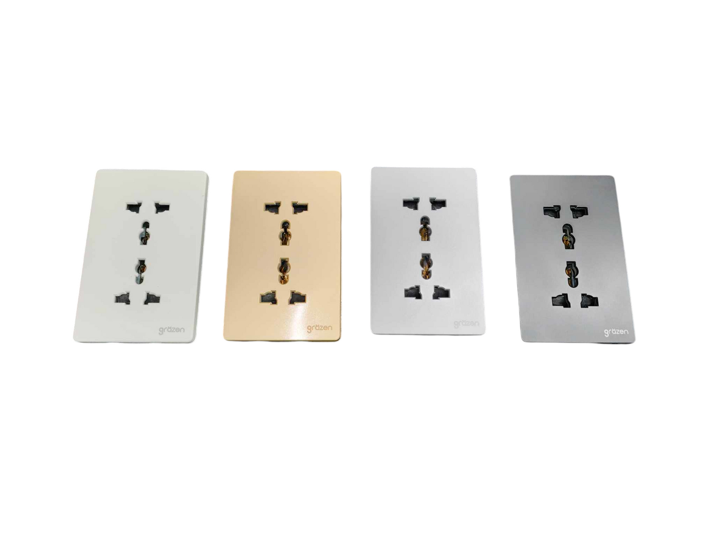 Grazen Duplex Universal Outlet with Ground 16A 220V Available in Gray, Black , White and Gold GW-013