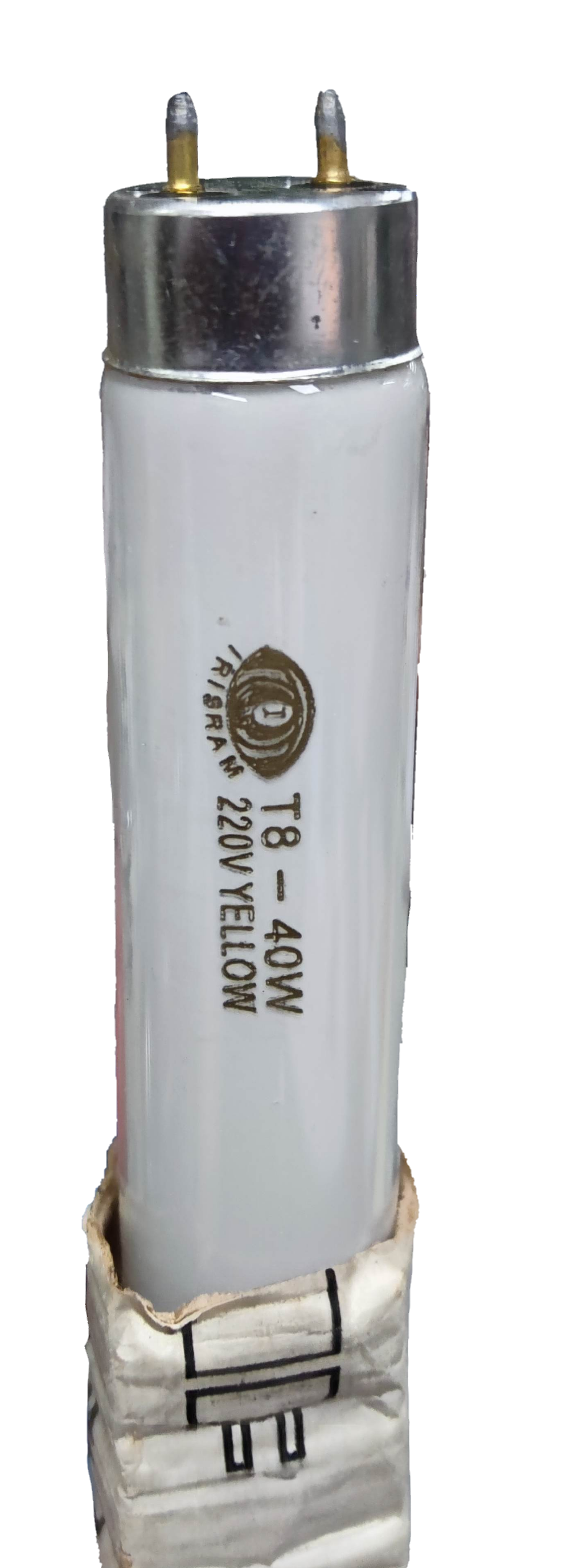 Irisram 36W T8 yellow fluorescent tube with metal pins and white glass body for lighting