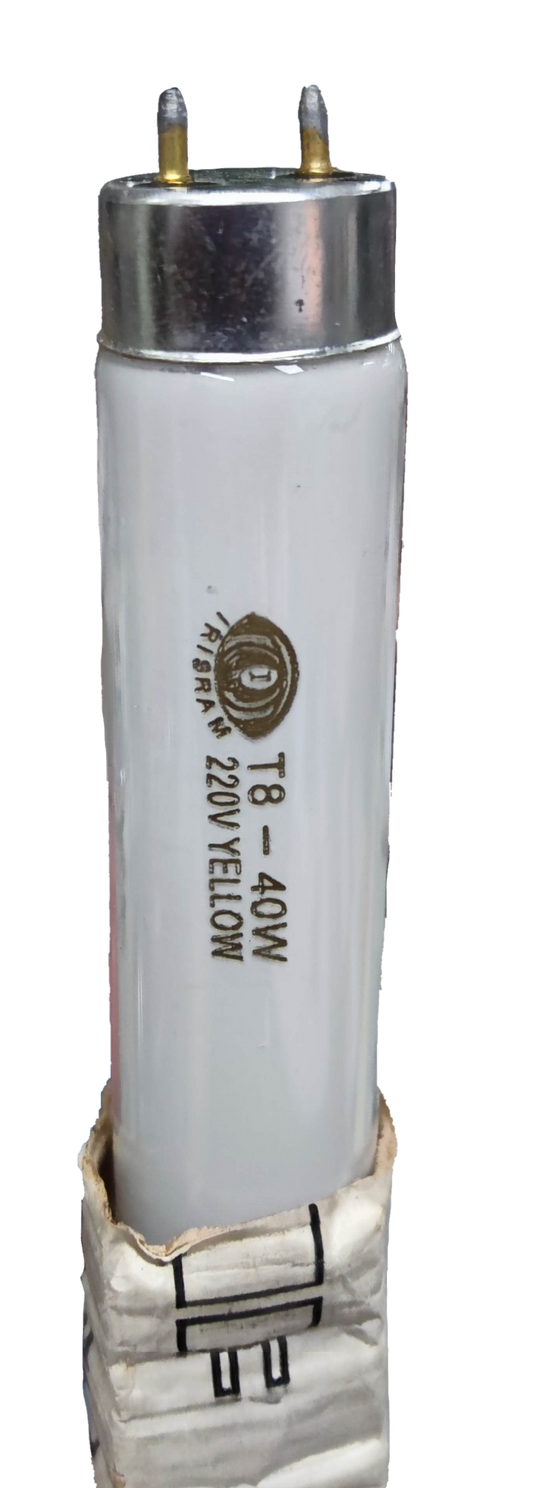 Irisram 36W T8 yellow fluorescent tube with metal pins and white glass body for lighting