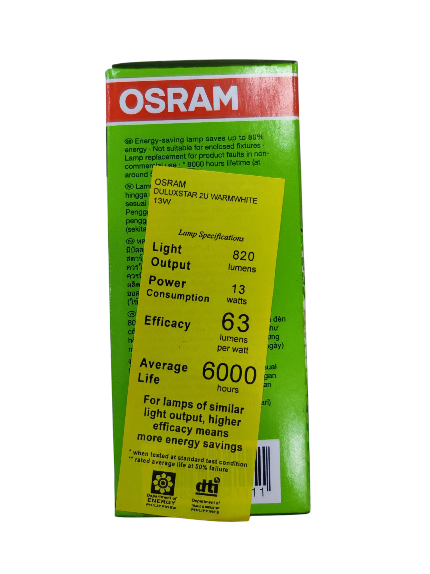 Osram 13W Warm White CFL E27 220V Spiral (Duluxstar Mini Twist)