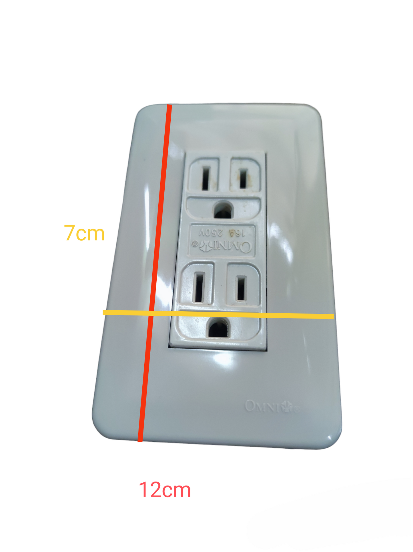 Omni Duplex Flat Pin Outlet with Ground 16A 250V WGD-402+WEP-103
