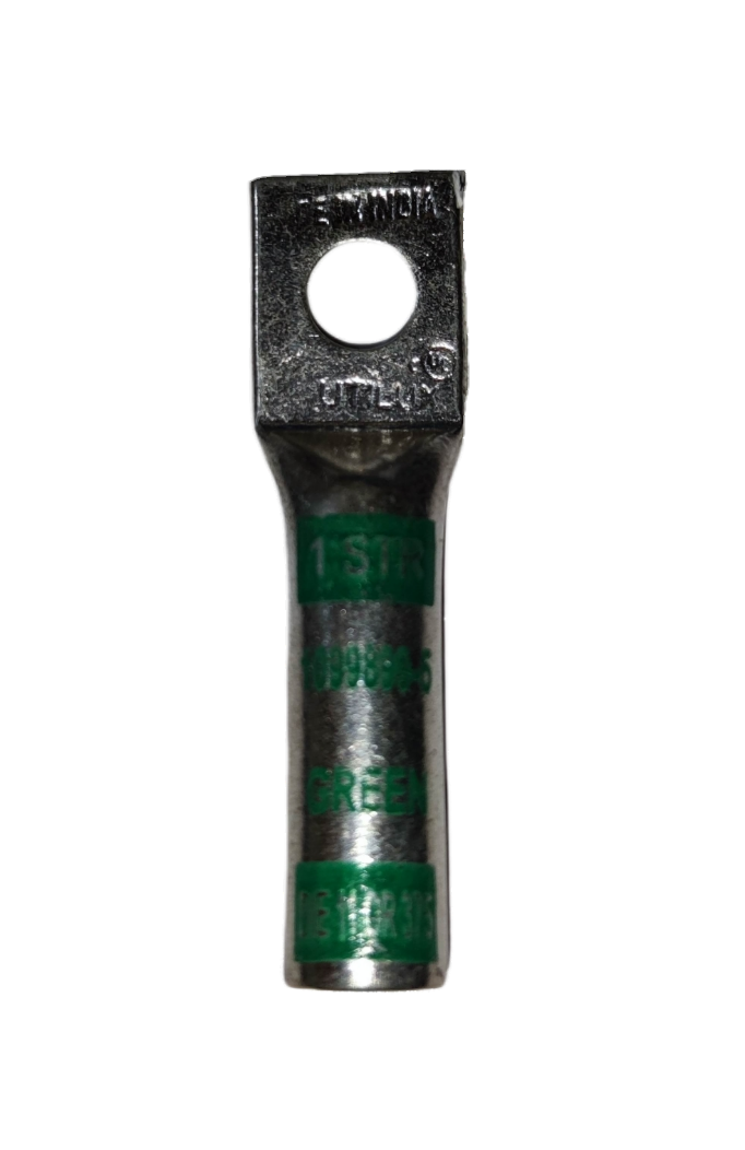 Utilux 38mm Wire Size 1099899-5 Terminal Lugs metal electrical connector with hole on black background