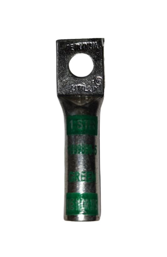 Utilux 38mm Wire Size 1099899-5 Terminal Lugs metal electrical connector with hole on black background