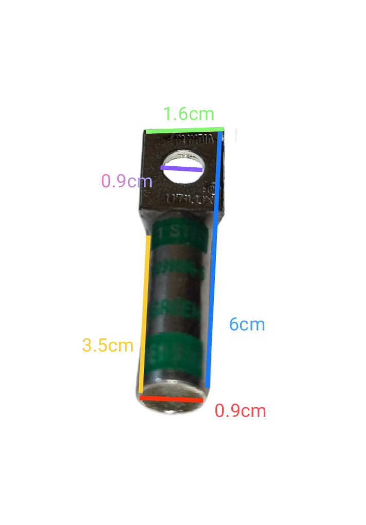 Utilux 38mm Wire Size 1099899-5 Terminal Lugs electrical connector with detailed measurements