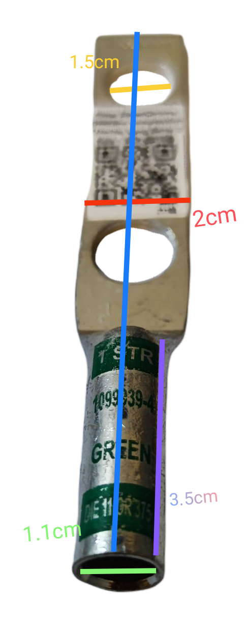 Utilux 38mm Wire Size 1099939-4 Terminal Lugs electrical circuitry part with green label and metal construction