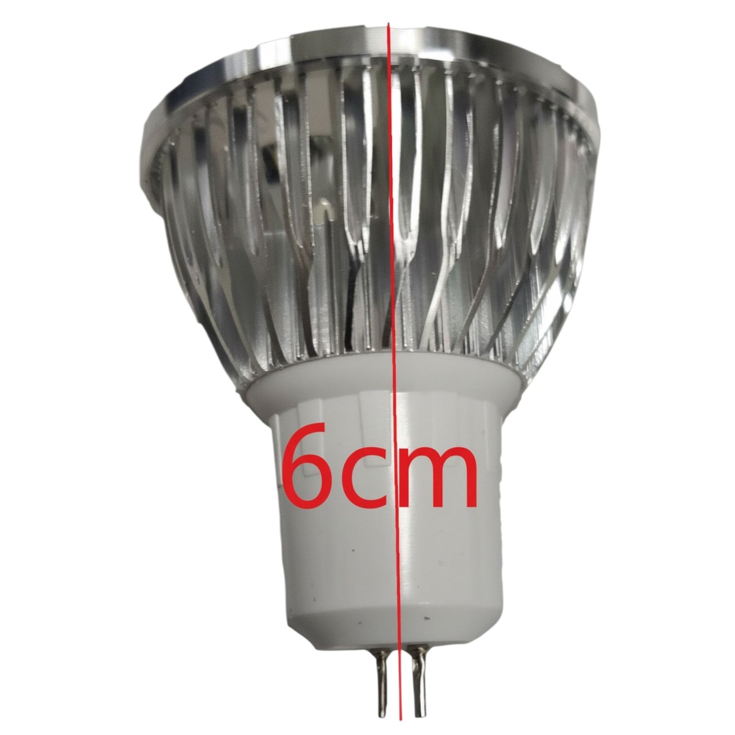 Light bulb with a measurement label indicating 6cm on a white background