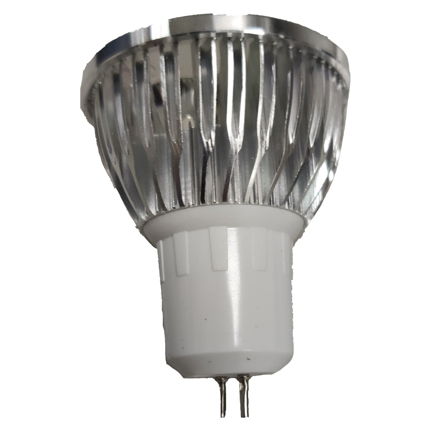 Light bulb with metallic reflector on a white background