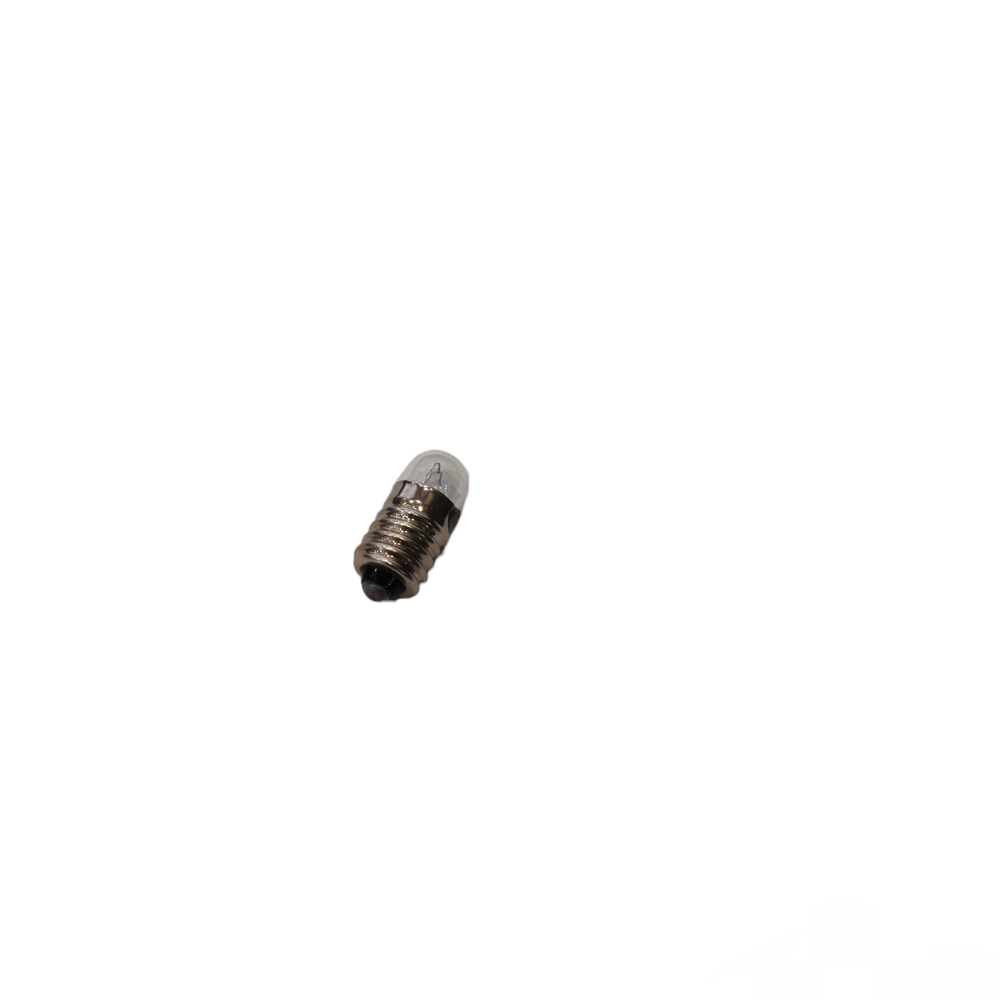 Small cylindrical metal object on a white background 3W Pilot Lamp 12V E10 Short,  Indicator Bulb Pilot Light Electx Electrical Supply