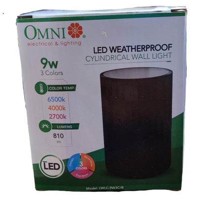 Omni 9W Tri Color LED Wall Lamp 220V Weather Proof 810 Lumens 6500K, 4000K, 2700K