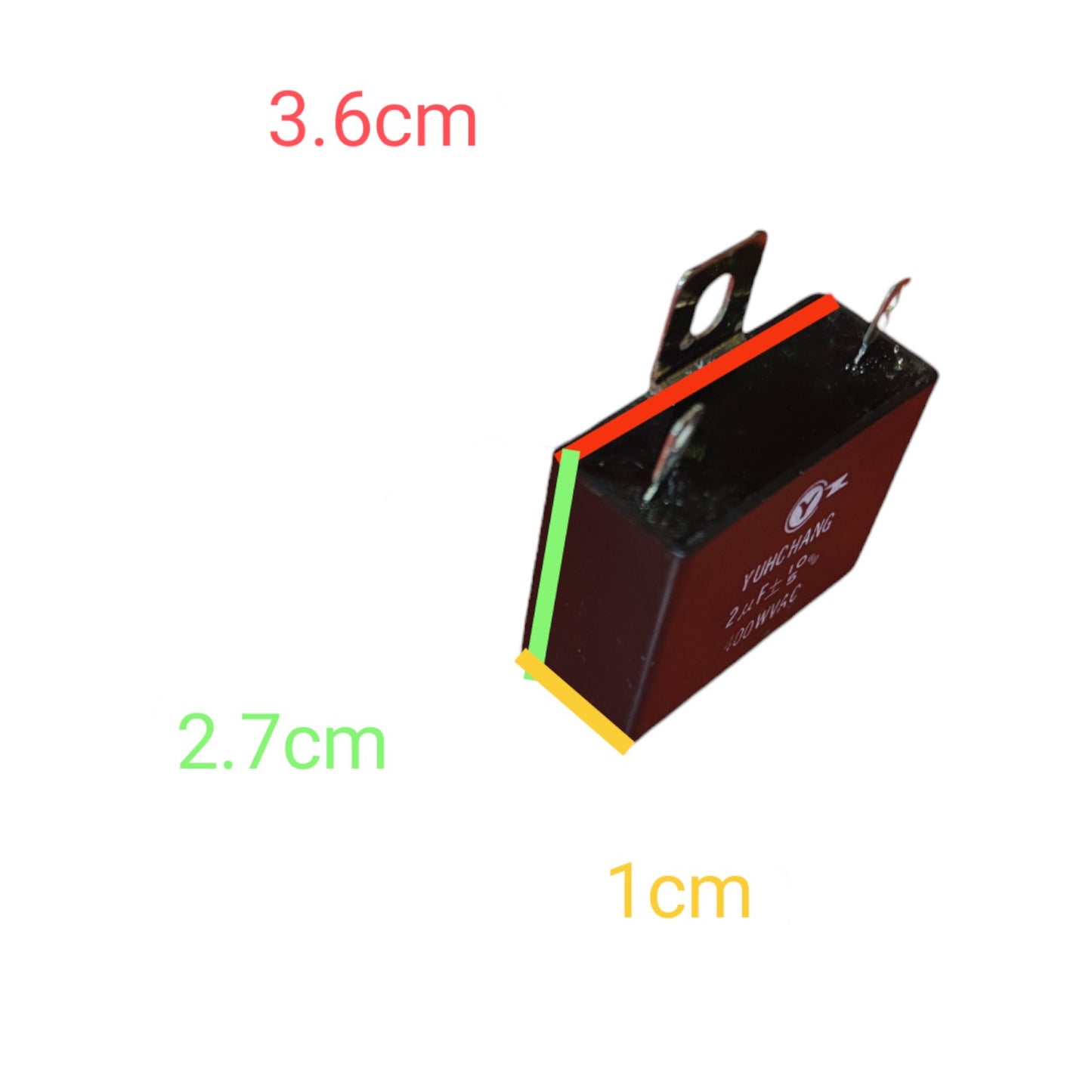 Yuhchang Motor Capacitor 2uF 400VAC For Electric Fan or Motor Replacement Square Type