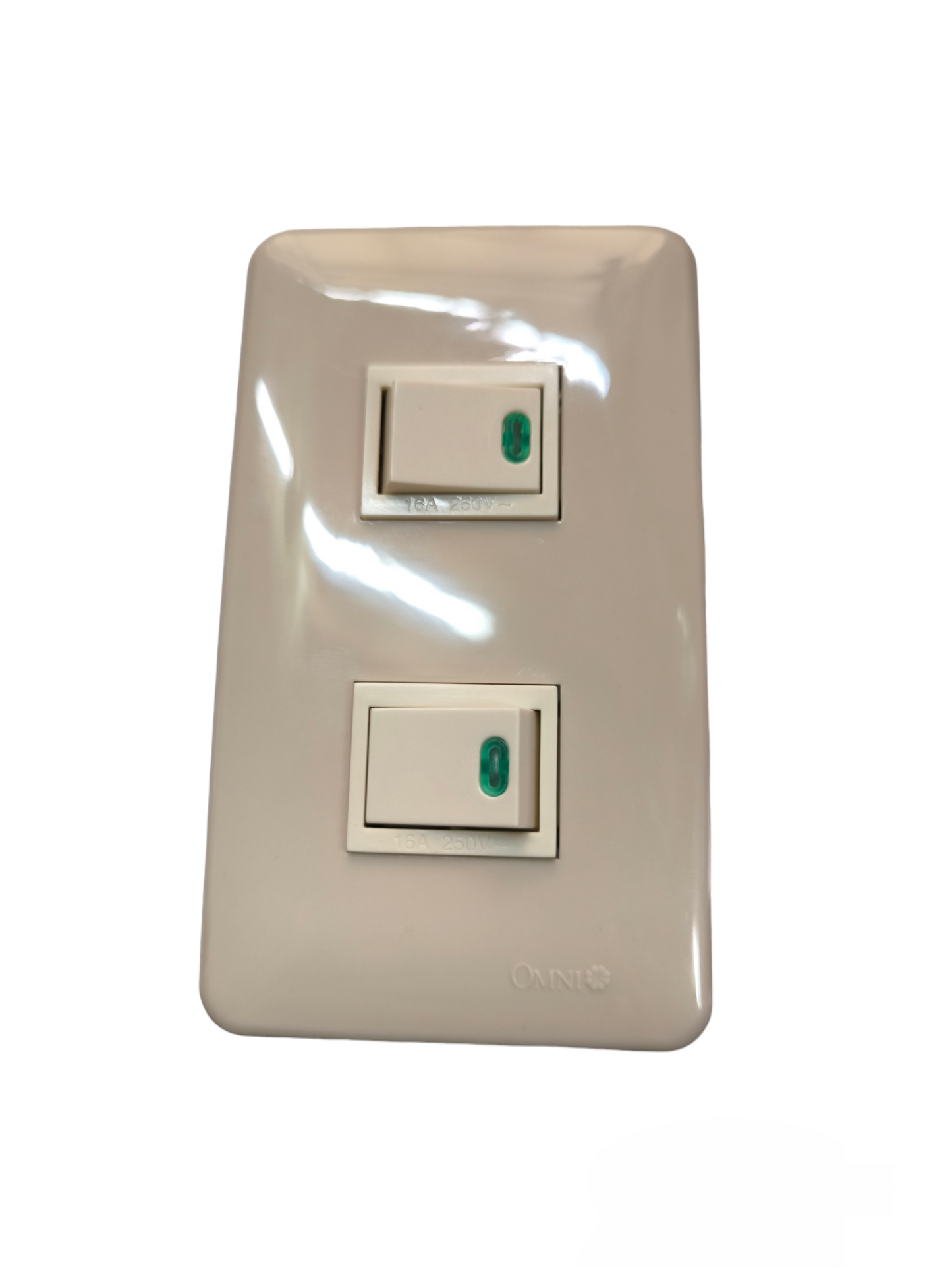 Omni 2 Gang 1 Way Illuminated Switch 16A 250V with Plate Cover WEP-102+(WES-214x2)
