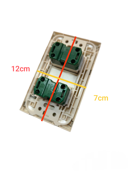 Omni 2 Gang Flat Pin Outlet 15A 250V with Stainless Plate Cover WWP-112S+(WWR-200x2)