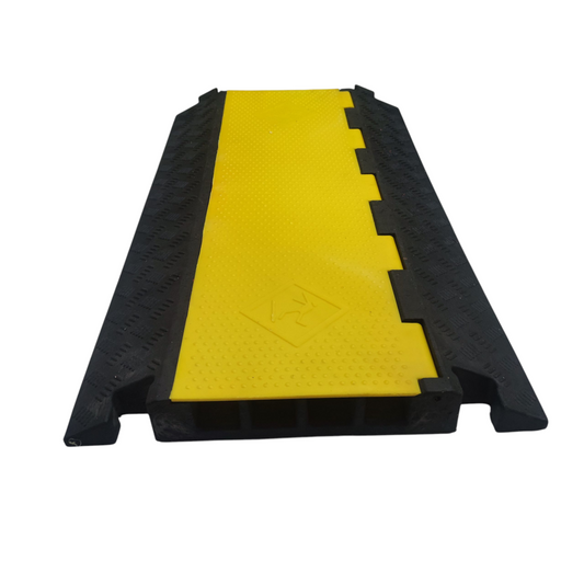 Grippes 4 channel cable ramp protector in black and yellow for safe cable management