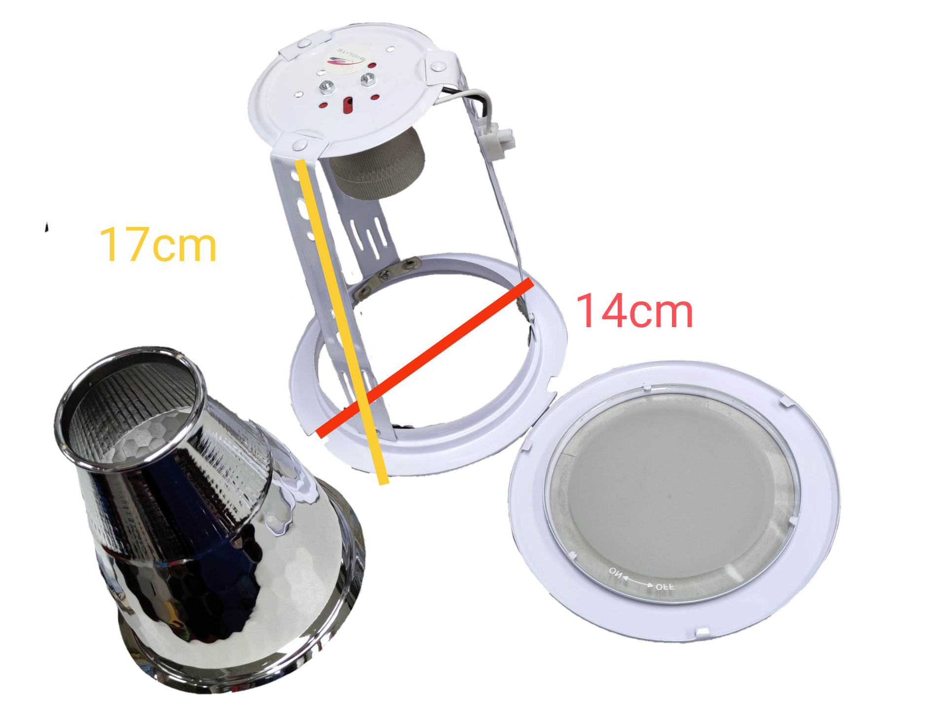 Biglite 4 inch E27 downlight fixture with white trim and metal reflector for lighting installation