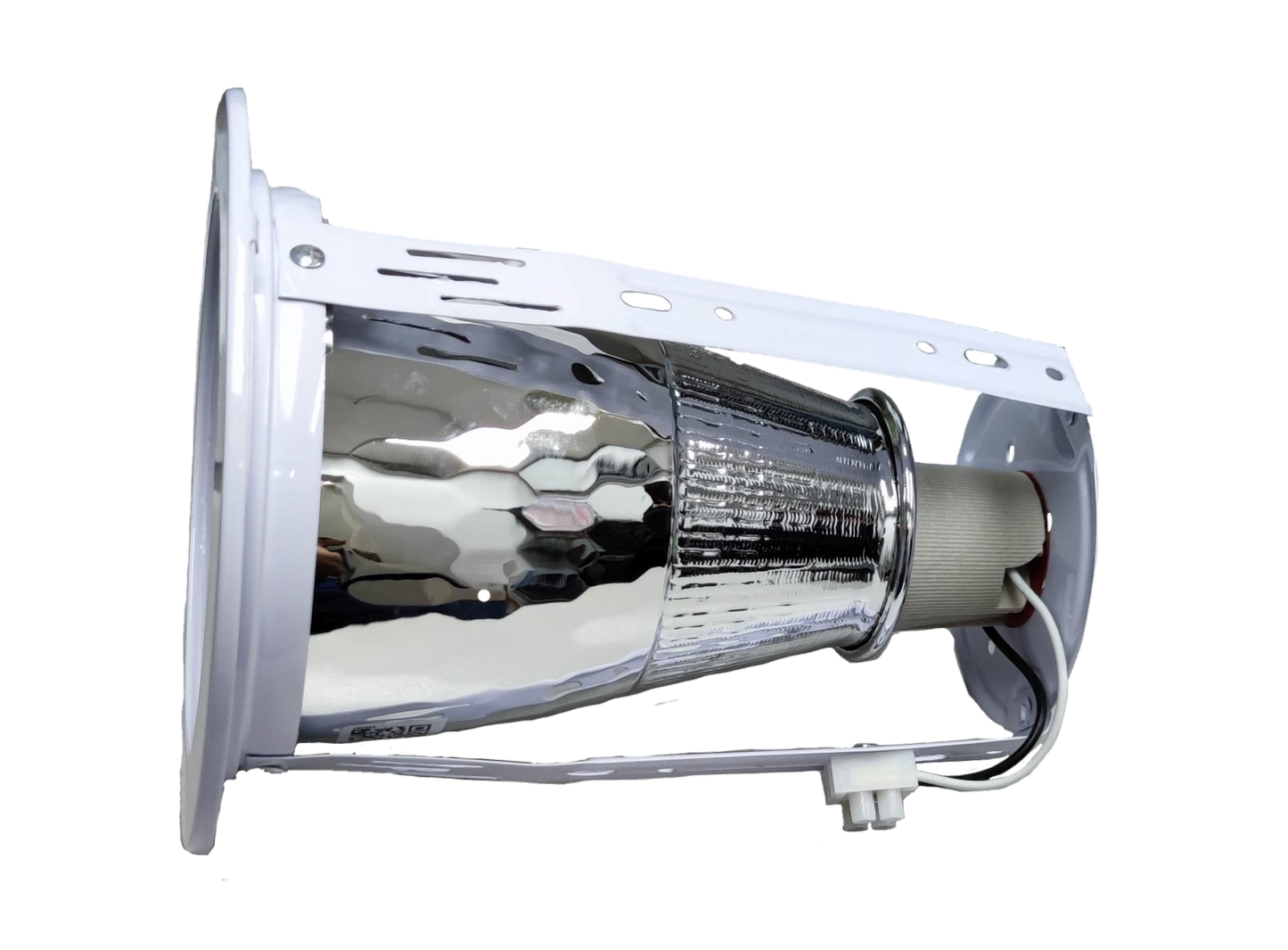 Biglite 4 inch E27 downlight fixture with reflective interior and white mounting bracket