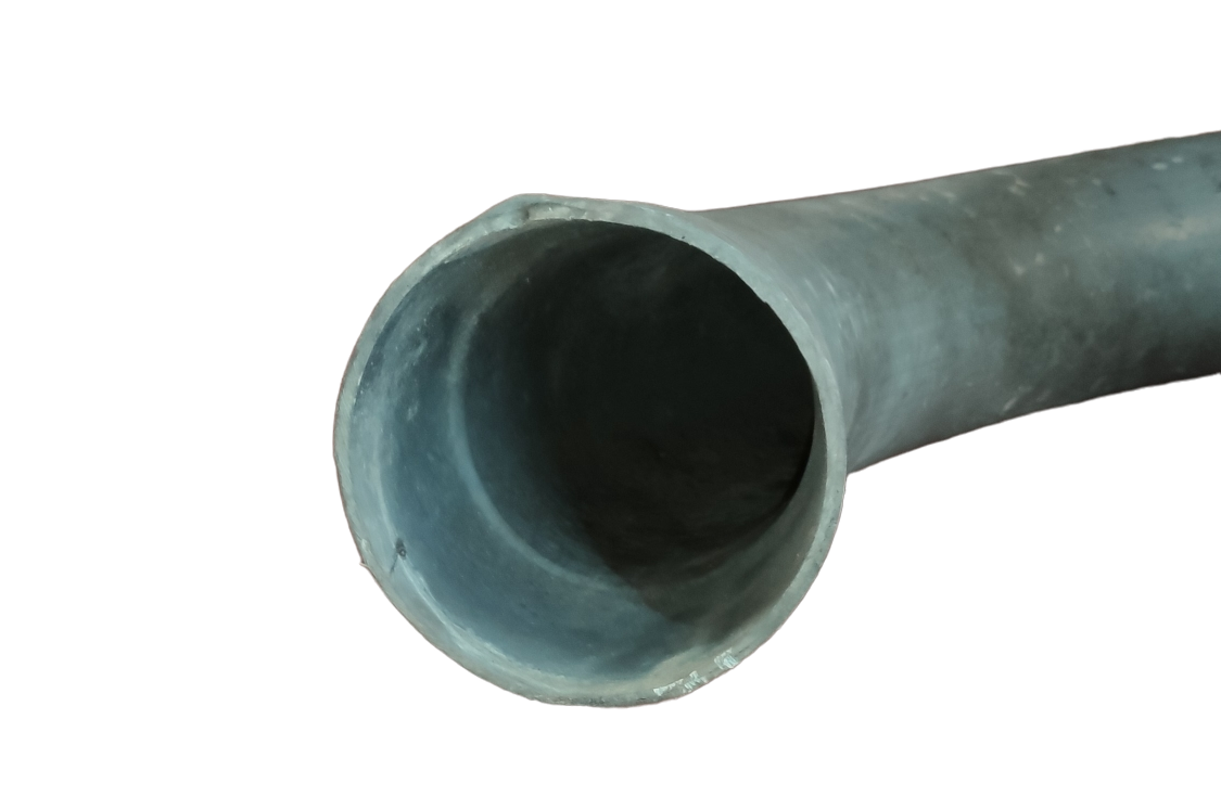 4 inch PVC elbow gray 5mm pipe fitting showing close-up view of its curved open end