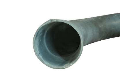 4 inch PVC elbow gray 5mm pipe fitting showing close-up view of its curved open end