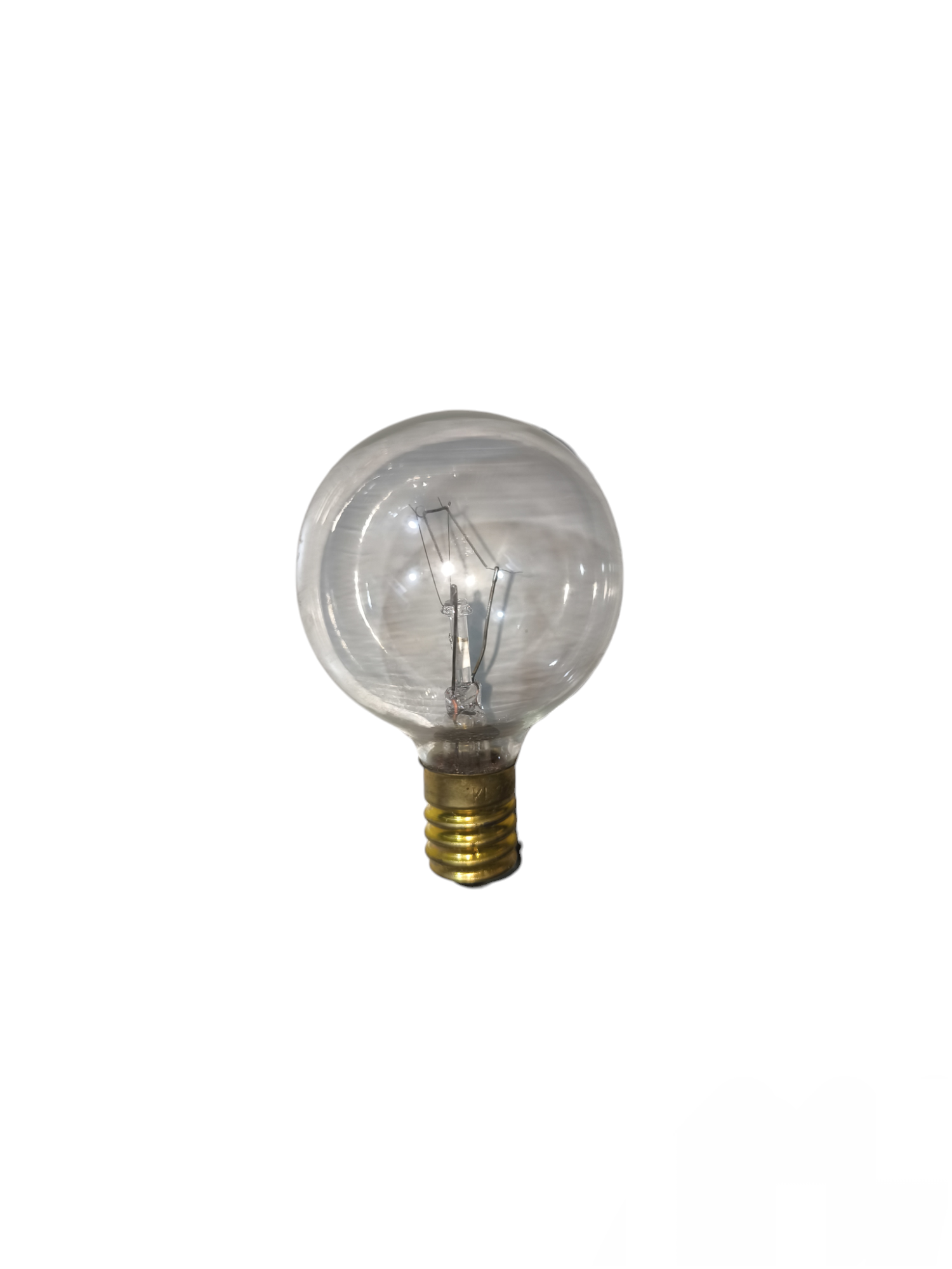 Clear 40W E14 incandescent bulb 220V with visible filament and brass base for lighting