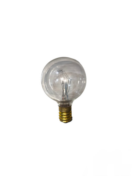 Clear 40W E14 incandescent bulb 220V with visible filament and brass base for lighting