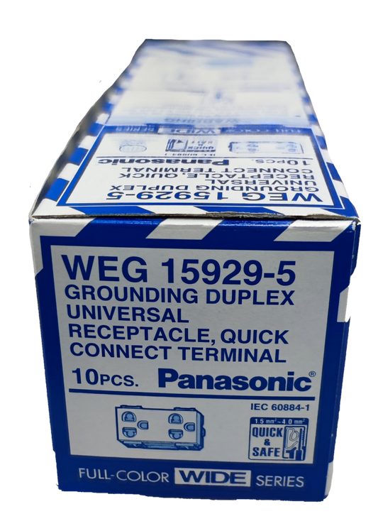 Panasonic Duplex Outlet with Ground Universal 16A 250V (10PCS), Duplex Universal Outlet with Ground, 2 Gang Universal Outlet with Ground WEG15929
