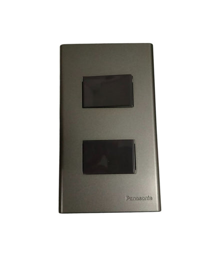 Panasonic 2 Gang 3 Way Switch 16A 250V with Plate Cover Metallic Gray WEG6802MH-1/2XWEG5002HK-5