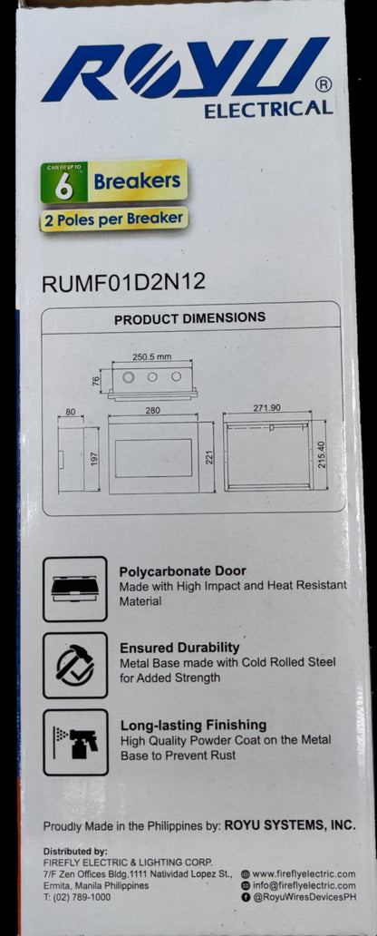 Royu 12 Ways Distribution Box Flush-Mount Type Metal Base