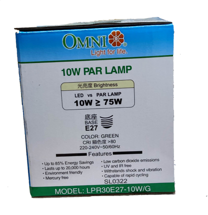 Omni 10W PAR 30 E27 220V Green ( Omni) LPR30E27-10W/G, LED PAR 30 10W E27 220V Green