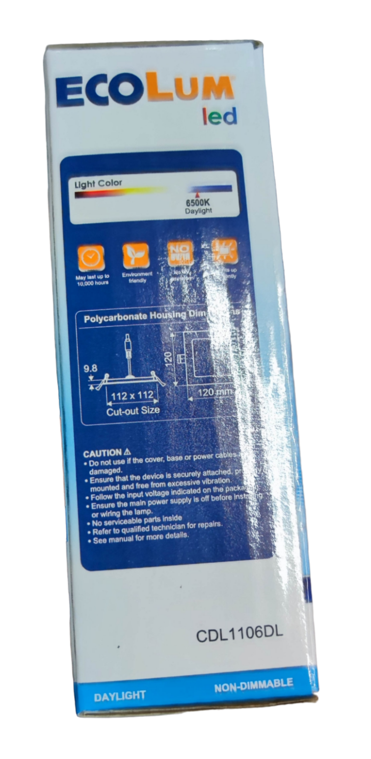 Ecolum 6W LED Downlight Square Daylight 6500K 220V