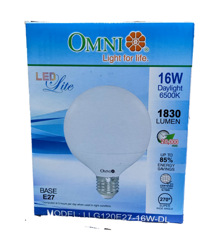 Omni 16W LED Globe Bulb E27 220V 6500k Daylight LLG120E27-16W-DL