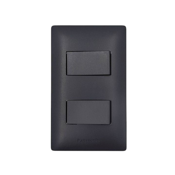Panasonic 2 Gang 4 Way Switch 3 Device Slim Art Series Metallic Black WSAG6802MB-1/2XWSAG5004MB-5