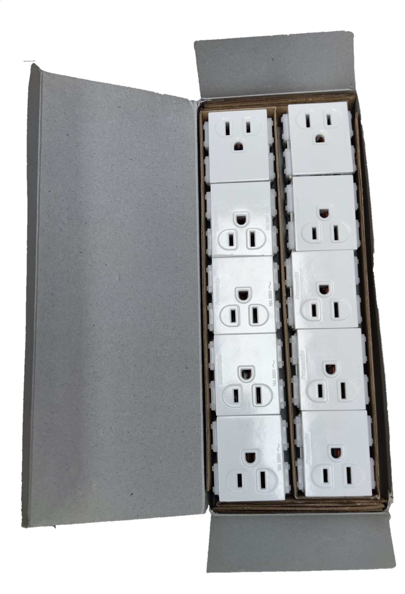 Panasonic 3 Wire Grounding Receptacle, Quick Connect Terminal 16A 250V 10PCS , Flat Pin with Ground Center Device 10PCS WEG1101-5