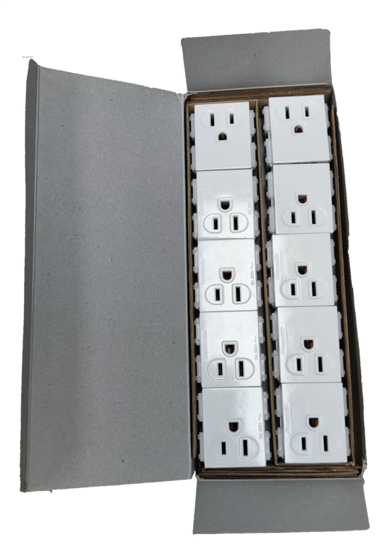 Panasonic 3 Wire Grounding Receptacle, Quick Connect Terminal 16A 250V 10PCS , Flat Pin with Ground Center Device 10PCS WEG1101-5
