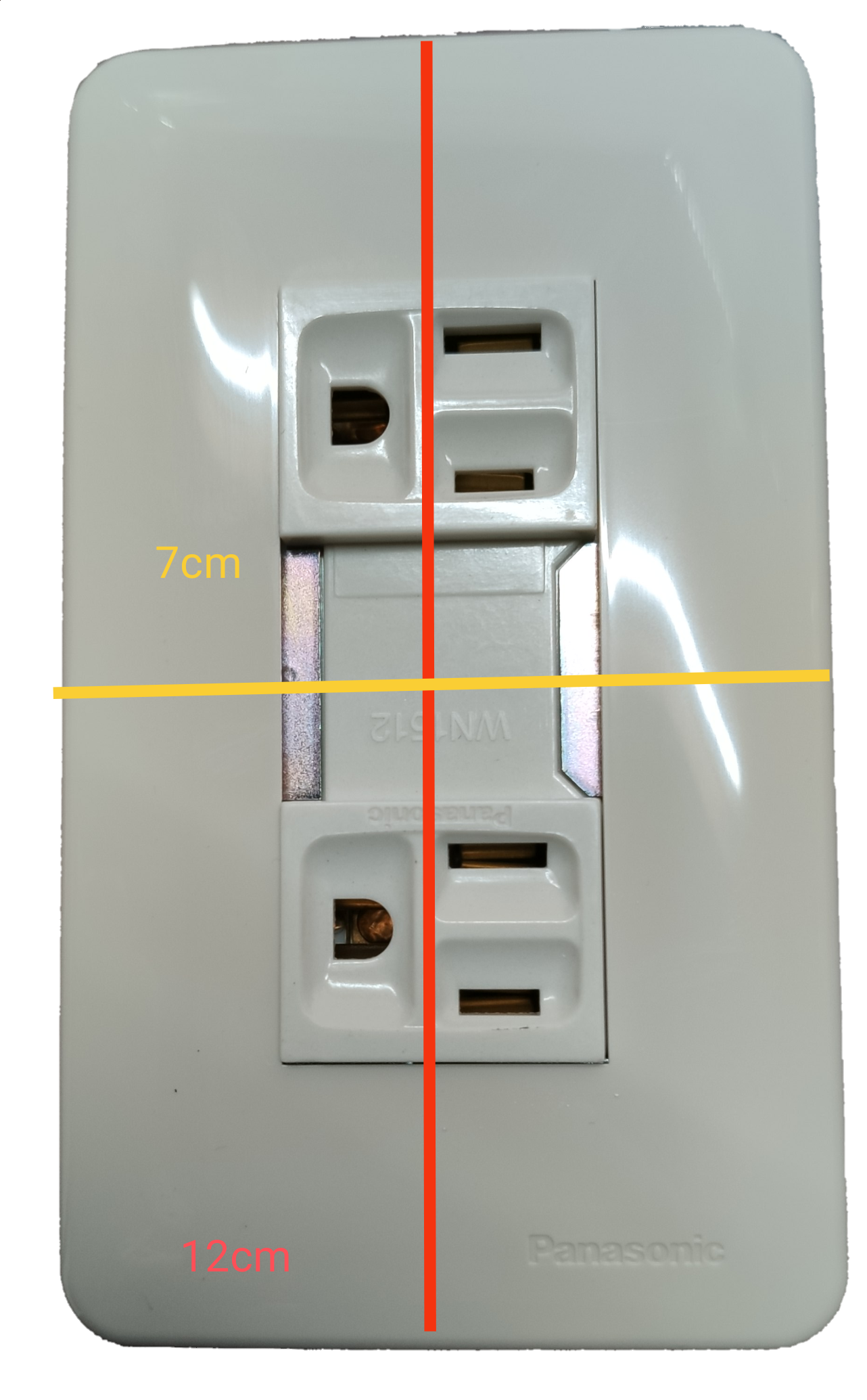 Panasonic Duplex Outlet Vertical with Ground with Plate, Duplex Flat Pin with Ground with Plate 10A 250V